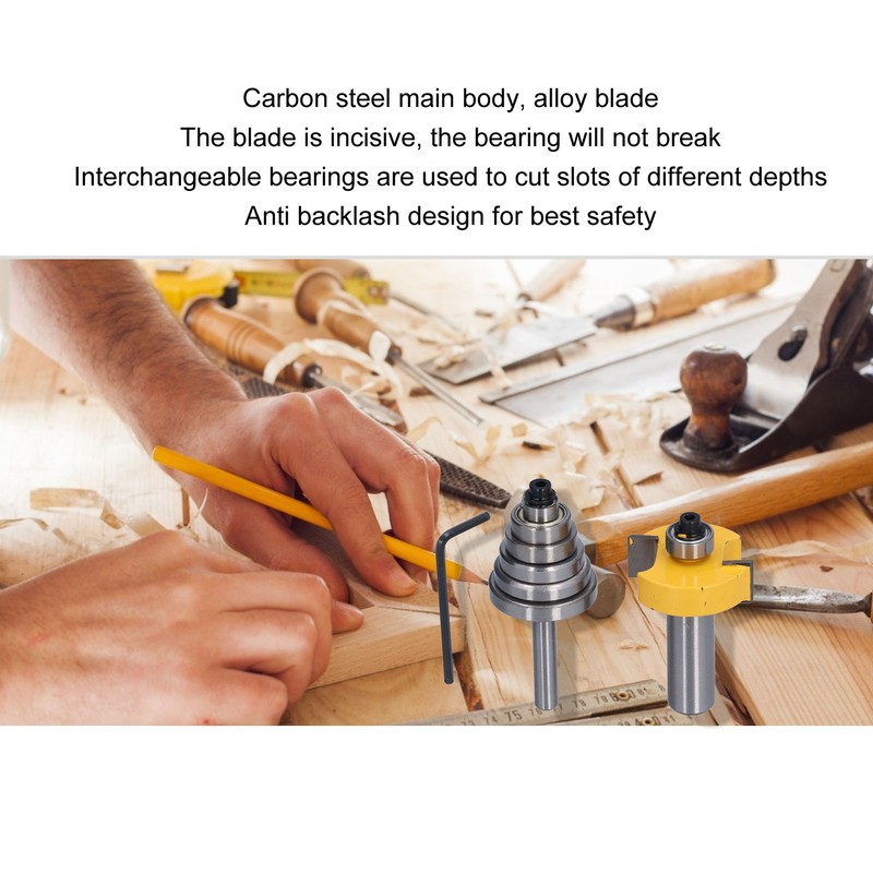1/2in Router Bit 6 Bearing Slot Cutter for Multiple Depth