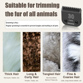 Detachable Pet Dog Grooming Steel Blades,Compatible with Andis,Oster A5,Wahl KM-10 Series,Cut Length 30#-0.5mm(3PCS)