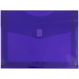 JAM PAPER Plastic Expansion Envelopes with Hook & Loop Closure - Letter Booklet - 9 3/4 x 13 with 2 Inch Expansion - Purple - 3/Pack