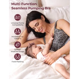 Momcozy Seamless Pumping Bra Hands Free, Fixed Padding Hands-Free Pumping & Nursing Bra, Wireless Comfort Pumping Bra