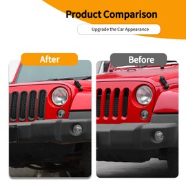 Hoolcar Front Grill Mesh Inserts Clip-in Honeycomb Grille Guard Cover Fit for Jeep Wrangler JK JKU 2007-2017, Exterior Accessories, Matte Black