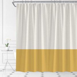 ABONAN Beige Yellow Shower Curtain Boho Vintage Color Block Mid Century Modern Simplicity Textured Bright Natural Fabric Home Bathroom Decor with Hooks(70" WX70 H)