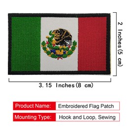 EmWoot 2PCS Americas Mexican Flag Patch Embroidered Morale Patch Military Tactical Patches Hook and Loop Applique Fastener