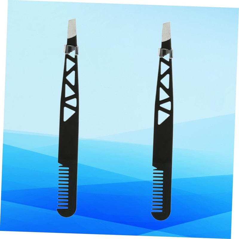 Baluue 2pcs Dual-use Eyebrow Trimmer Tweezers Makeup Accessories for Precision