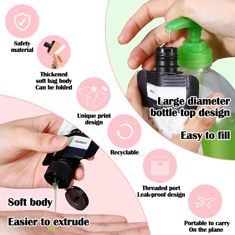 DIBALIYI 21 Pack Squeeze Pouches for Toiletries Liquid, Plastic Portable
