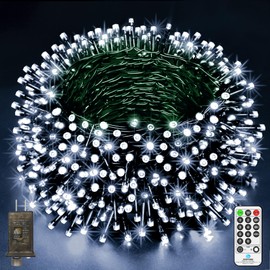 590FT 1500 LED Christmas Lights Outdoor String Lights 8 Modes & Timer Twinkle Fairy Lights Plug in Waterproof LED String Lights for Xmas Yard Tree Patio Wedding Holiday Party Decorations (Cool White)