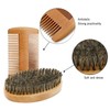 Beard Comb and Brush Set,Natural Boar Bristle Beard Mustache Brush