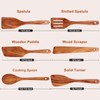 6 Pcs Best Flat Wood Spatula Set Teak Wooden Spoon