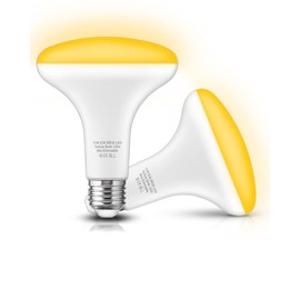 EvaStary Yellow Bug Light Bulb Outdoor, 100W Equivalent Yellow Amber Bulbs, 11W BR30 LED Flood Lighting Not-Attracting Bugs Lights for Porch Lights, E26 Base 5/6 inch Recessed Can Light Bulbs, 2 Pack