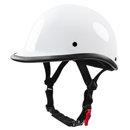 Motorcycle Half Helmet,DOT Approved Vintage Shell Open Face Unisex-Adult Helmet for Motorcycle Scooter Moped Street Cruiser (White, Large)