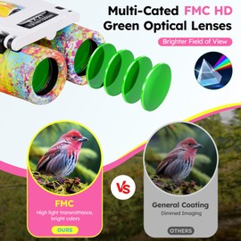 USCAMEL Binoculars Kids and Adults, 8×21 Small Binoculars, FMC Lens Waterproof Compact Binocular for Bird Watching, Travel, Camping, Hunting (Orange and Yellow)