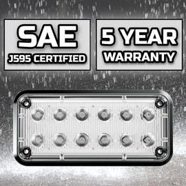 Alpha-Z 7x3 Ambulance LED Surface Mount Emergency Strobe Lights and Fire Truck Ultra Slim Warning Light - Red/Clear