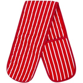 100% Cotton Heat Resistant Stripe Double Oven Glove Mitts for Home Kitchen Restaurant, Hot Pots, Trays, and Pans-Red Heat Resistant Oven Gloves Cooking Potholders Butcher Mitts