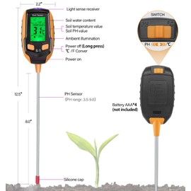 Qoolife Soil Moisture Meter, Digital 4-in-1 Soil Test Kit for Plants, Temperature, Soil Moisture, Soil PH Meter, Gardening, Sunlight Intensity, Soil Test Meter for Gardening