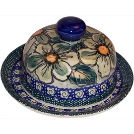 Polish Pottery Butter or Cheese Dish - Eva's Collection"Green Garden"