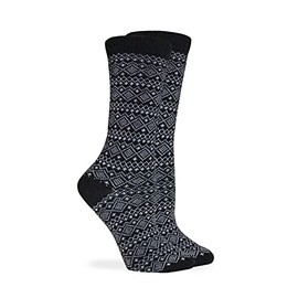Wise Blend Sweater Fairisle Crew Socks, 1 Pair, Black, Medium, Shoe Size W 6-9