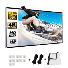 CHUCI-visualización de proyector de 150 Pulgadas, 16:9 HD Pantalla de Proyector Portátil,Plegable portátil, para Exteriores, Interior y Cine en casa(Gancho y Cuerda incluidos)