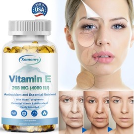 Vitamin E 4000IU 268mg Capsule - Supports skin health anti-aging antioxidant effect, 3 pieces, 60 tablets / 비타민 E 4000IU 268mg 캡슐 - 피부 건강 노화 방지 항산화 효과 지원, 3개, 60정