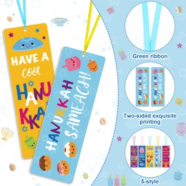 Resurhang 200 Pcs Hanukkah Bookmarks 2 x 6 Inch Inspirational Funny Bookmarks Bulk for Kids Women Men Students Reading Hanukkah Party Favor Gifts