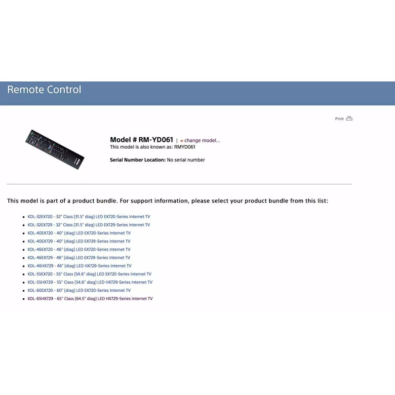 Unbranded Replace Remote RM-YD061 FOR SONY TV KDL40EX729,KDL