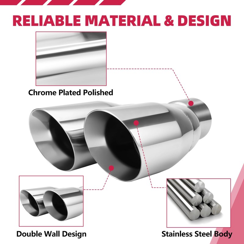 Dual Exhaust Tip 3 Inch Inlet 4" Dual Outlet 12"