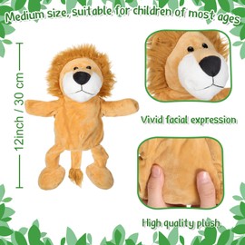 10 Pcs Animal Hand Puppets 12 Inch Soft Plush Plush Puppets Lion Orangutan Giraffe Tiger Monkey Pig Elephant Hand Puppets for Boys and Girls Storytelling, Teaching, Role Playing (Cute Style)