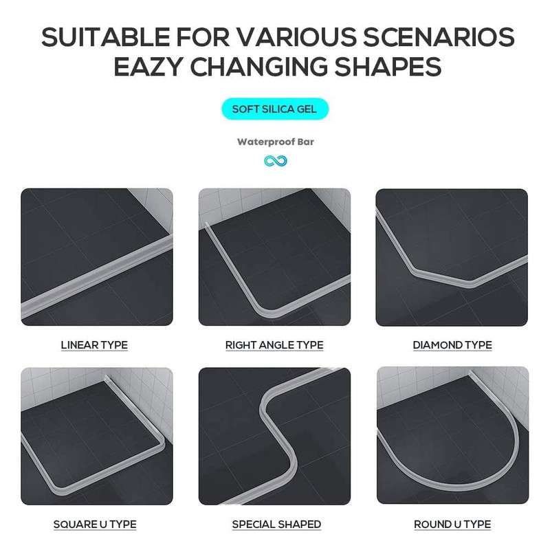 Hi-Na Collapsible Shower Threshold - 5ft Clear Water Dam Keeps