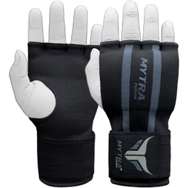 Mytra Fusion Boxing Inner Gloves Hand Wraps Protection Easy Wraps Gloves Gel Padded along Wrist Strap Closure (Black/Grey, L/XL)