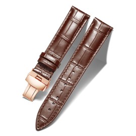 BINLUN Leather Watch Strap Quick Release Strap with Rose Gold Butterfly Deployment Buckle 12mm 13mm 14mm 16mm 17mm 18mm 19mm 20mm 21mm 22mm 23mm 24mm Watch Band for Men Women (Brown,14mm)