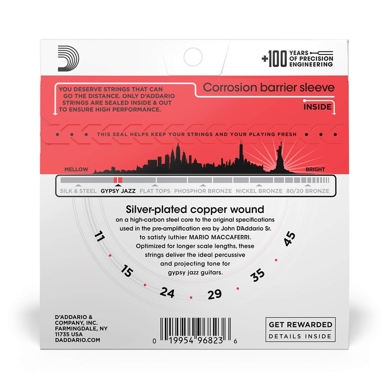 D'Addario EJ84M Gypsy Jazz Jazz Medium (.011-.045) Acoustic Guitar Strings