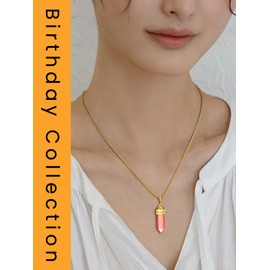 Bestyle Women's Necklace, Birthstone Stainless Steel, Synthetic Crystal Glass, Power Stone Pendant, Unisex, Accessory, Anniversary, Birthday, Stainless Steel, Synthetic Crystal