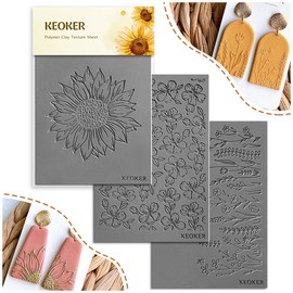 Keoker Polymer Clay Texture Sheets, Clay Texture Mat for Making Earrings Jewerly, Polymer Clay Earrings Tools (No. 4-6)
