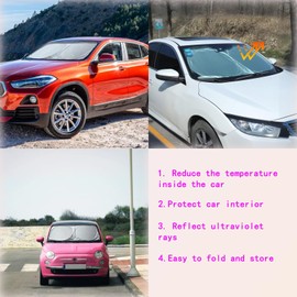 Foldable Car Windshield Sun Shade, 59 x 27.5 in, Silver - Block UV Rays, Protect Vehicle Interiors, Front Window Sun Shield with Storage Pouch