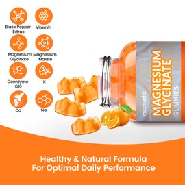 Magnesium Gummies 1000mg -Magnesium Glycinate Supplement and Magnesium L-Threonate Gummy,Sugar Free Magnesium Potassium Supplement for Calm Mood, Muscle, Bone & Sleep Support 90 Strawberry Gummies