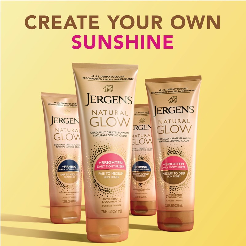 Jergens Natural Glow Self Tanner Lotion, Daily Sunless Fake Tanning,