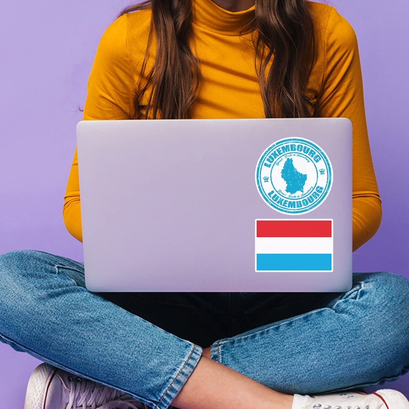 2 x 10cm Wide Luxembourg Vinyl Stickers - Flag Map