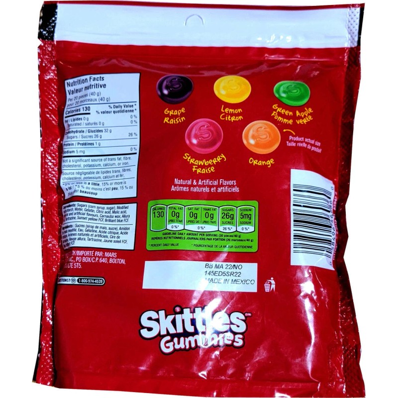 Mars Canada Inc. Skittles Gummies Original, 280g/9.8oz {Imported from Canada}