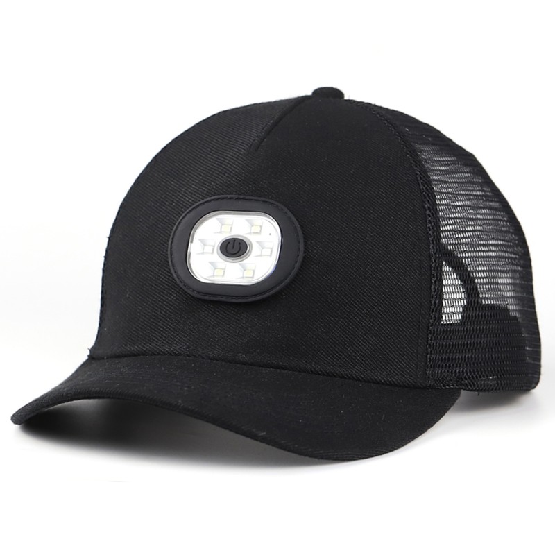 LED Baseball Cap Rechargeable Headlamp Hat Summer Breathable Adjustable Hat