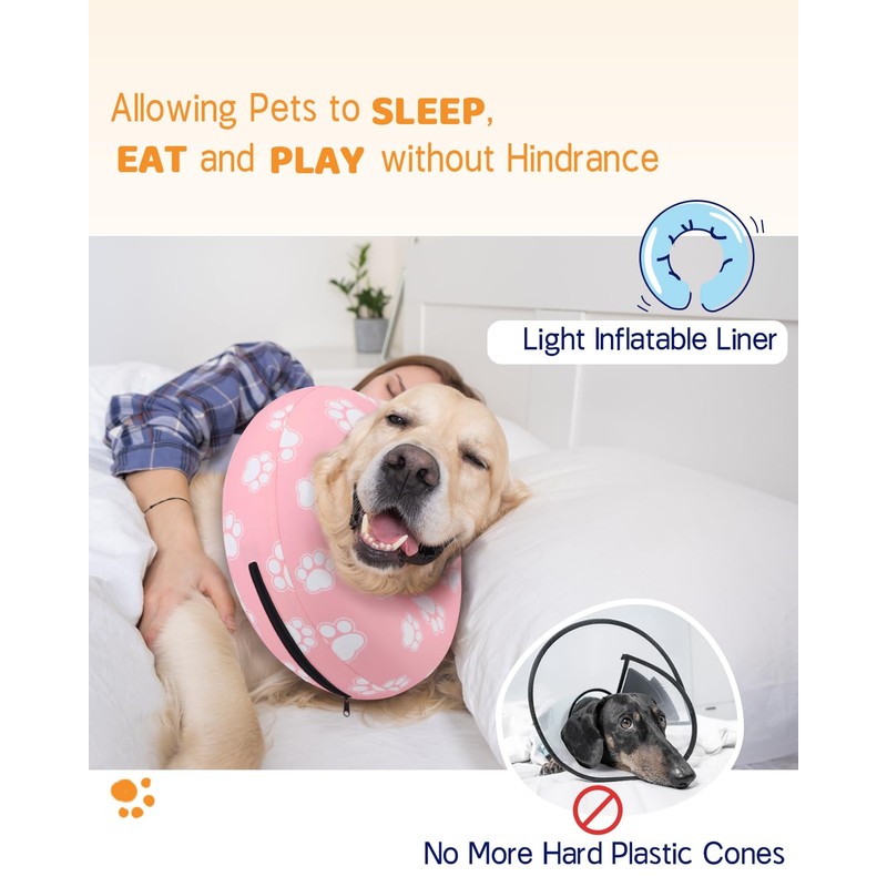 Supet Supet Inflatable Dog Cone Collar Alternative After Surgery, Dog