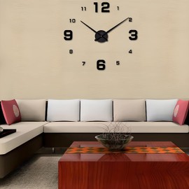 Retoo 3D Wall Clock DIY for Gluing, Up to 130 cm Diameter, Wall Sticker for Living Room, Kitchen, Office, Bedroom, Home Decoration, Quiet Movement, Modern Gift, Time Display