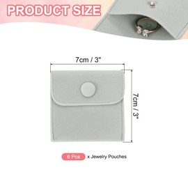 PATIKIL 3x3 Inch Jewelry Pouch, 6 Pack Velvet Pouches Snap Button Jewelry Storage Bags Present Pouch for Earrings Bracelets Necklaces Rings Watch, Grey
