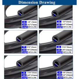 Tnisesm Vacuum Line Kit, 6Pcs 5Ft Vacuum Hose Automotive With 65Pcs Vacuum Line Connectors, High Performance Silicone Hose line Kit for Variety Car Piping System Automotive Replacement Vacuum Hoses