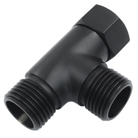Hordion T Valve Adapter, G1/2" 3 Way Diverter Hose Fitting Tee Adapter Connector Brass Angle Valve Hose for Bath Shower Arm Toilet Bidet Sprayer Faucet, Black