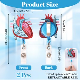 URROMA Red Heart Badge Reel with ID Card Clip, 2 Pcs Retractable Reel Badge ID Card Holder Retractable Reel Badge ID Card Holder for Nurses Office Teacher