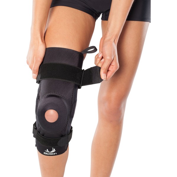 BIOSKIN Hinged Knee Brace - Compression Knee Sleeve with Hinge for ACL, MCL, Meniscus & General Knee Pain (Medium)