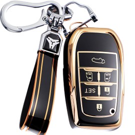 Alphard Vellfire 40 Series Noah New Model Voxy 90 Series Sienta Toyota Smart Key Case Key Cover Stylish Scratch Resistant Alphard Key Holder, black/gold