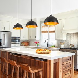 AOJUNSANSAN Plug in Pendant Light 2 Pack Industrial Hanging Lamp with Golden Finish Inside Black Vintage Pendant Lighting Fixtures with 15ft Cord On/Off Switch