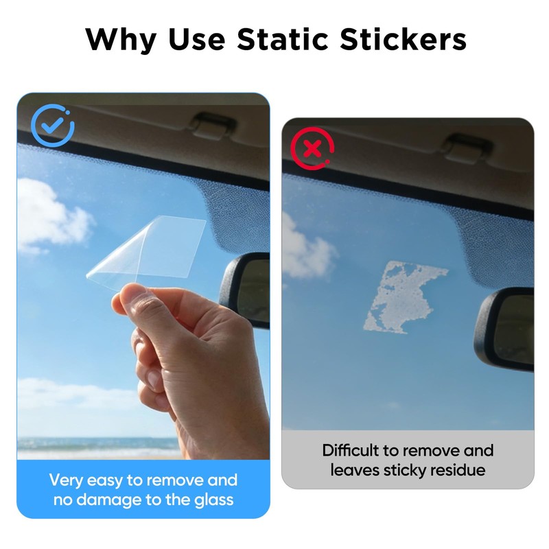 VIOFO 4 x Transparent Plastic Static Windshield Sticker, Compatible with