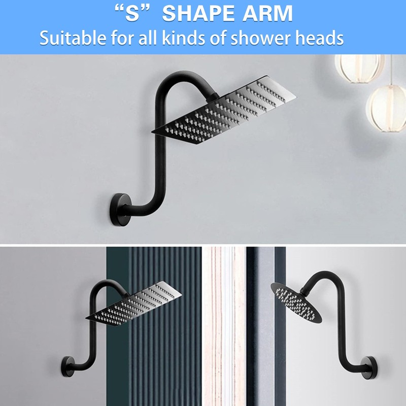 Shower Head Extension Arm,10 Inch High Rise Shower Arm with