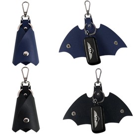 Bustlwor Pack of 2 car leather key cases, universal leather key fob, leather key fob, which can hold all types of keys and can also be used as decoration, Black dark blue